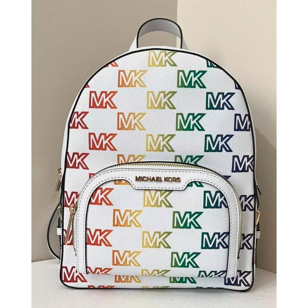 S Michael Kors Jaycee Medium White Gay Pride Backpack 35S3G8TB2L NWT $498 Retail - Picture 2 of 6